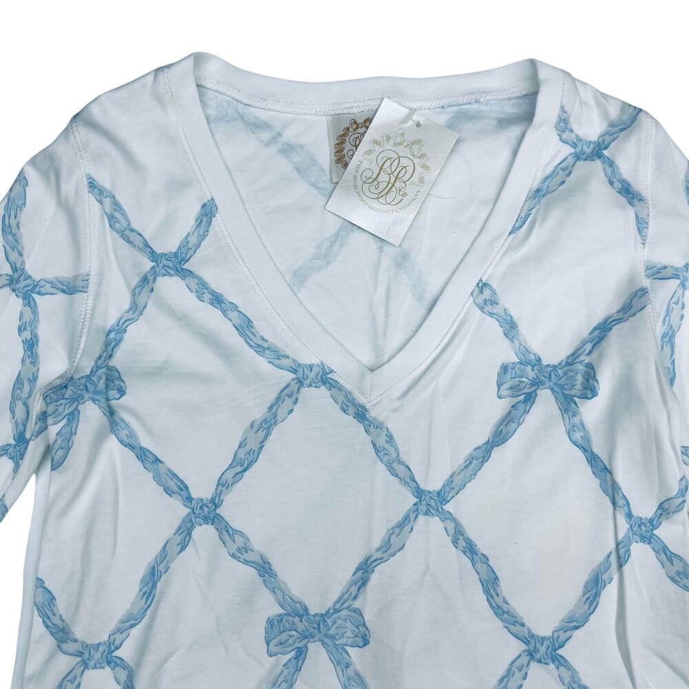 The Beaufort Bonnet Company White & Light Blue Rope-Print Cotton Pajama Set - Picture 3 of 7